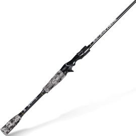 Sougayilang Fishing Rod - Medium 2Pc Graphite Composite Blank Spinning & Casting Rod, Camouflage EVA Grip, Smooth Transition Fishing Pole-Grey-5'10''-Casting
