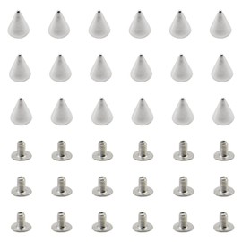 CEEYSEE Pack of 120 Punk Rivets 3 Sizes 7 x 10/14/20 mm Metal Cone Spike Rivets Decorative Studs Pointed Rivets for Bags, Jackets, Shoes, Hats and DIY Crafts (Silver 7 x 10/14/20 mm)