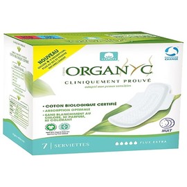 Organyc, Sanitary Towels Night with Wings Organic Cotton Certified Super Plus - 1 Pack of 7
