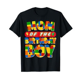 Mom And Dad Birthday Boy Building Bricks Family Party Decor T-Shirt