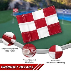 KINGTOP Checkered Golf Flag 8x6 Inch – Mixed Color, 420D Nylon, Tube Inserted – Mini Practice Putting Green Flags for Yard, 6-Pack