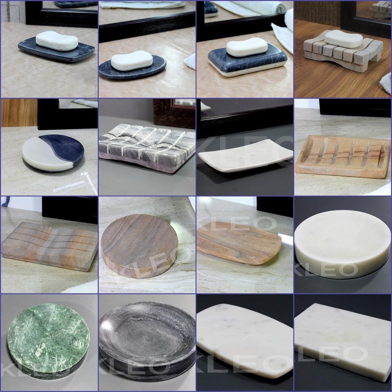 Stonkraft Rectangular Ribbed Shaped Soap Dish Made of Natural Rainbow