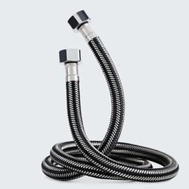 Stainless Steel Braided Hose Flexible Water Plumbing Pipe Bathroom Kitchen Sink Hot Cold Water Inlet Hoses for Toilet/Taps G1/2 X G1/2 1.2M Long