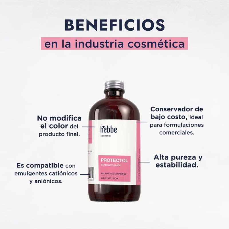 Hebbe - Fenoxietanol Conservador Antibacteriano y Antifúngico para Cosméticos, 500