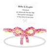 Bopiu 925 Sterling Silver Pink Bow Ring,Mother Daughter Rings,Gifts for