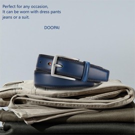 DOOPAI Mens Dress Belt - Genuine Leather Dress Belts For Men,Casual Suit Jeans Belt-Single Prong Buckle blue belt