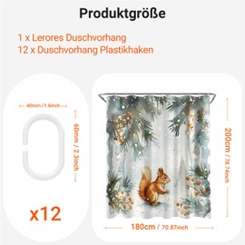 Lerores Shower Curtain 180 x 200 cm