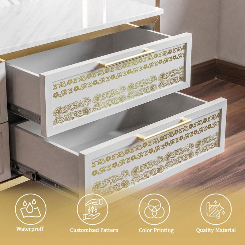 WANDIC 3 Sheets Gilding Rub On Transfer Stickers, Gold Foil