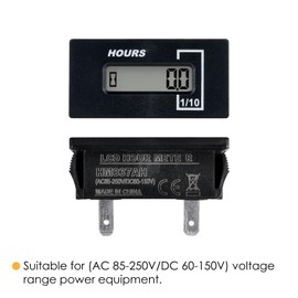 Jayron Resettable Hour Meter Gauge(AC85-250V/DC60-150V) Snap-in Design Accumulate Data Waterproof for Riding Lawn Mower Generator Golf Cart Outboard Marine ATV and Most Power Equipment(HM037AH)
