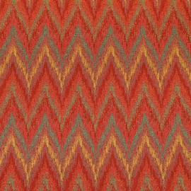 Redbrick Mill Fabrics Chevron Striped Chenille Red Green Orange Yellow Upholstery Furniture Fabric (10cm x 8cm Sample)