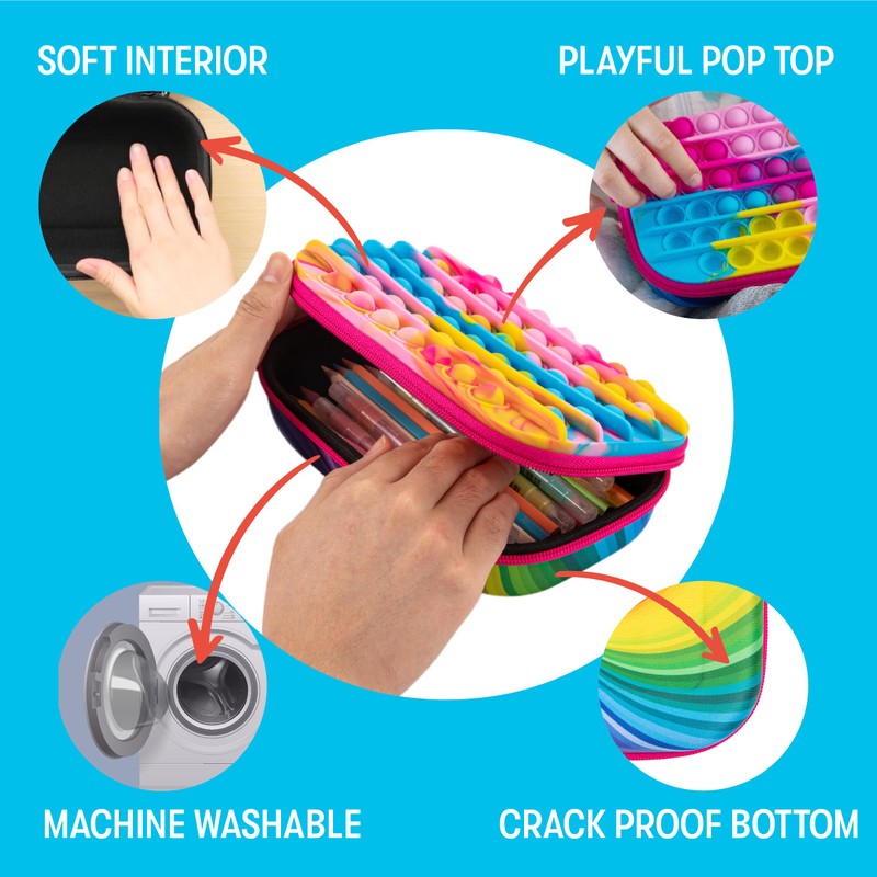ZIPIT POP Pencil Case for Girls, Silicone Sensory Fidget Pencil