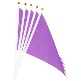 MECCANIXITY Purple Flag Stick Hand Held Small Mini DIY Flag Banner 8.2 Inch x 5.5 Inch Triangle for Festival Events Party Decoration Pack of 20
