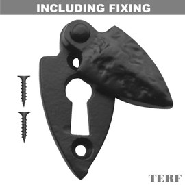 TERF® Traditional Vintage Style Antique Black Escutcheon Covered 60mm Keyhole Cover Escutcheon Including Fixing Screw - Pack of 1