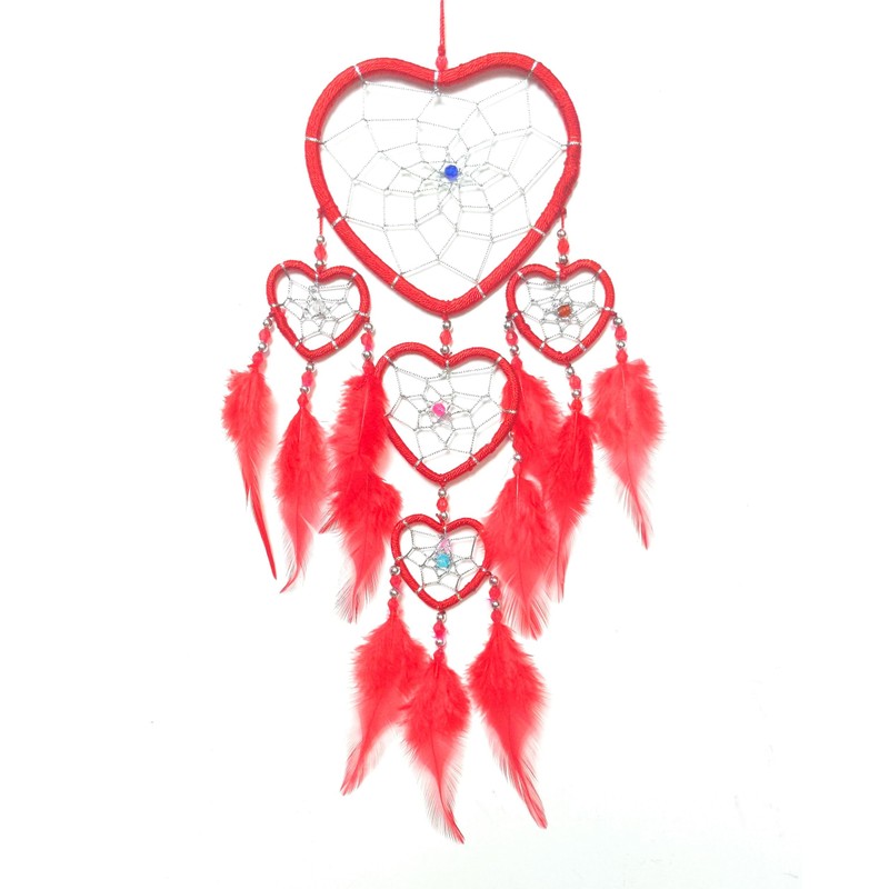 Bali unbranded DREAM CATCHER HEART silver centre dreamcatcher red, blue,