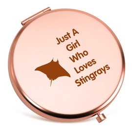 Stingray Themed Compact Mirror for Women Ocean Animal Gifts for Stingray Lovers Sea Animal Manta Ray Gifts Funny Christmas Birthday Presents for Her Sister Friends Folding Makeup Mirror Rose Gold