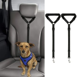 Geshifeng Adjustable Nylon Fabric Pet Restraints Vehicle Car Safety Seat Belts Harness Dog Cat LeashSize: 18*15*4cm, Color: Black
