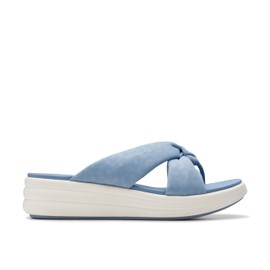 Clarks Women's Drift Ave Slide Sandal, Denim Blue Textile, 8.5