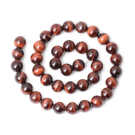 CHEAVIAN 35PCS 10mm Natural Red Tiger Eye Gemstone Round Loose Beads for Jewelry Making DIY Findings 1 Strand 15"