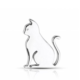 BLOOPIC Car Emblem Cat Sticker Emblem Charm 3D Metal Cat Cute Funny Waterproof Car Bike Bicycle Suitcase Decoration Scratch Hide Custom Stam Parts Decoration (Sitting Cat - Silver)