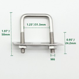 QYIMLI Stainless Steel Square U Bolt Clamp, Square Tube Clamps with Nut and Plate for Boat Trailer (M6*30 * 50)