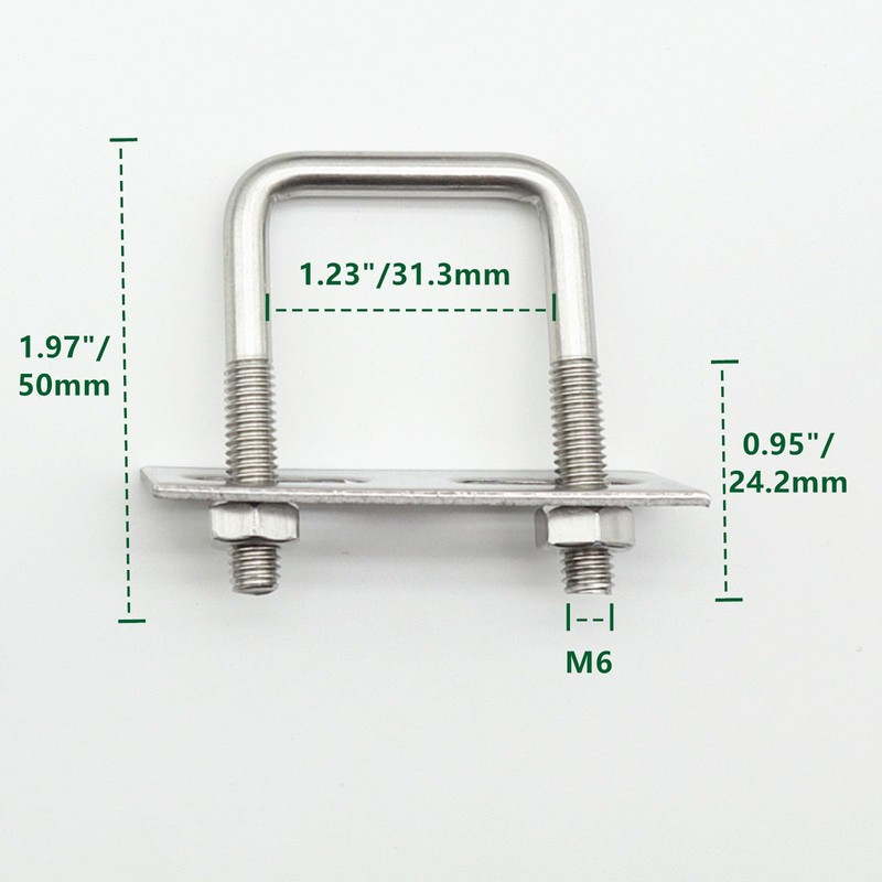 QYIMLI Stainless Steel Square U Bolt Clamp, Square Tube Clamps