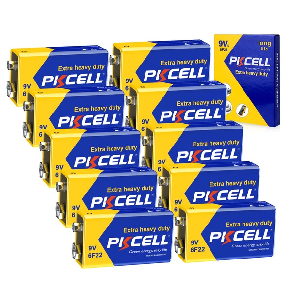 PKCELL PKCELL 9V Battery Carbon Zinc for Smoke Detectors 6F22
