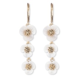 Lonna & Lilly Women's Pierced Earrings Flower Linear - Gold Tone/White, One Size