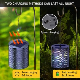 Nowupup Solar Lights for Outdoor Hanging, Solar Lanterns for Outdoor Use with Large RGB Bulb, IP54 Waterproof Solar Lights, Garden Decoration for Balcony, Patio, Gift (Diamond)