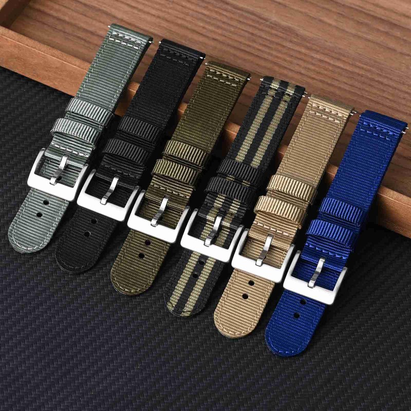 BISONSTRAP Nylon Watch Band Two Piece Military Watch Band Brushed