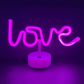 Pink Neon Heart Unicorn LED Light, USB & Battery Powered Table Lamp, Portable Night Light for Women, Ideal Valentine's, Lover's, Friend's Heart Light Gift, Neon Heart Sign (Love Pink)