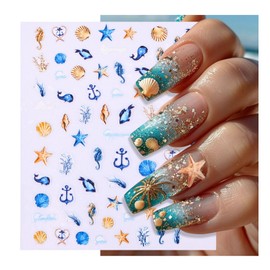 Nail Stickers Decals Spring Summer Ocean Nail Art Sticker Design Self-Adhesive Nail Decorations for Women Kids