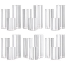 18 PCS Ribbed Hurricane Glass Candle Holders Bulk - Transparent Cylinder Candle Holders for Pillar Candles, Decorative Candle Hurricane Vases for Centerpieces Wedding Table Decorations