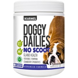 iKarmel Doggy Dailies | Advanced Anal Gland Support Chews for Dogs | No Scoot Pet Supplements | Fibre Supplement With Pumpkin Powder for Dogs | Dog Digestion Tablets Formulated by Vets | 120