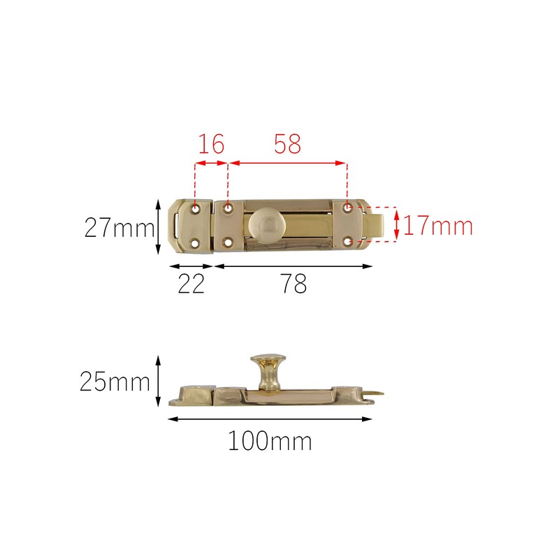 Japan Commerce Brass Sliding Bolt 4" Quantity: 1 B-823V