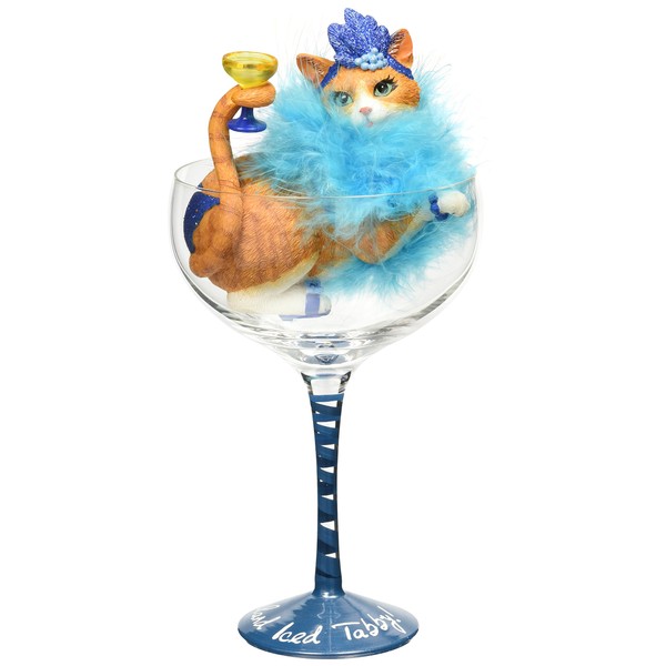 Pavilion Gift Company 9-1/4-Inch Long Island Iced Tabby Cocktail Glass with Orange Tabby Cat