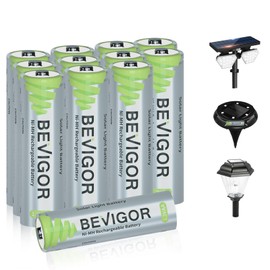BEVIGOR BEVIGOR Rechargeable AA Batteries, 12 Pack 1000mAh 1.2V NiMH 1300x Times High Capacity aa Batteries for Landscape Path Lights,Pathway Lights,String Lights,TV Remotes