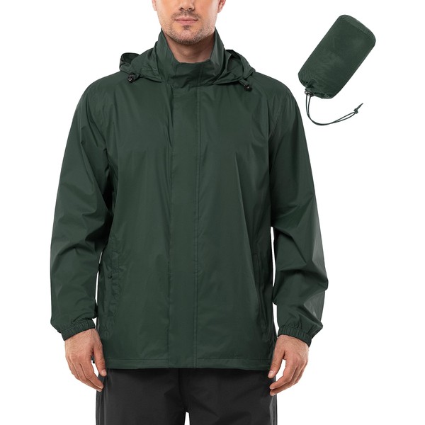Outdoor Ventures Men's Rain Jacket Waterproof Lightweight Packable Rain Shell