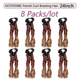 French Curl Braiding Hair for Black Women 24 Inch Lightweight French Curl Crochet Braids Loose Wavy 8 Packs Pre Stretched Synthetic Braiding Hair Extension