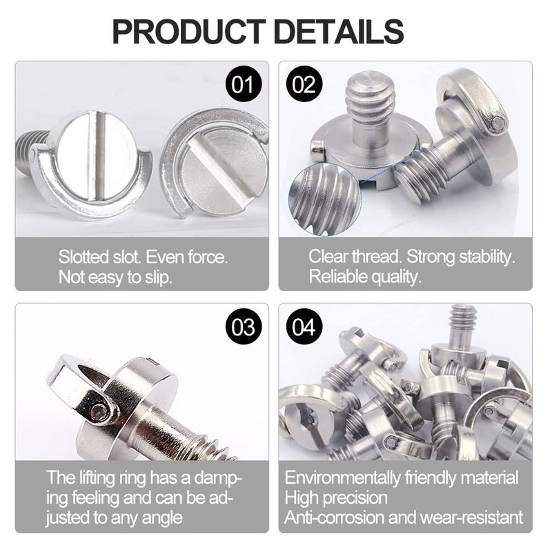 Tripod Screw, Camera Mounting Screw Camera Tripod Thread Adapter, Stainless