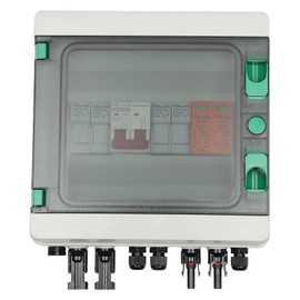 DNYSYSJ Solar Dc String Box, 2 String Solar Pv Combiner Box, Ip65 Junction Box Dc 500v 32A 2 in 1 Out, Used for Outdoor Solar Panels, Motorhomes, Electric Vehicles, and Ups Batteries