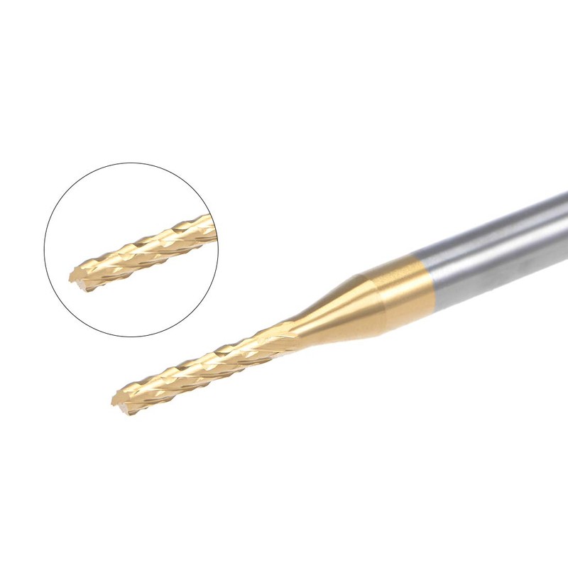 sourcing map 10Pcs 1.5mm Titanium Coat Carbide End Mill Engraving
