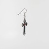 Gothic Victorian Cross Dangle Earrings with Red Austrian Crystals