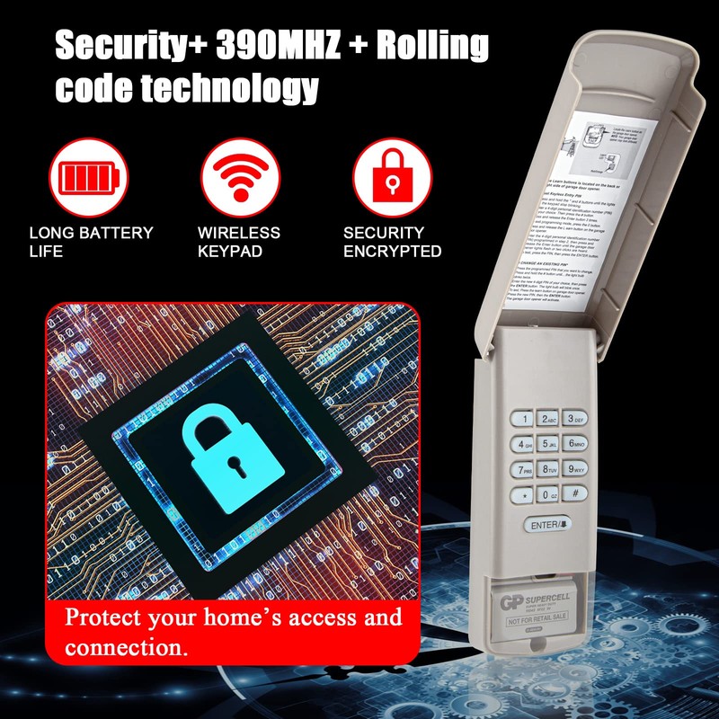 LAWOHO 977LM Wireless Garage Door Keypad Compatible with LiftMaster Chamberlain