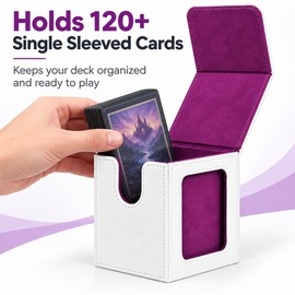 Trading Card Deck Box for 120+ Single-Sleeved Cards – Magnetic Closure Case with Display Window for TCG & CCG Storage