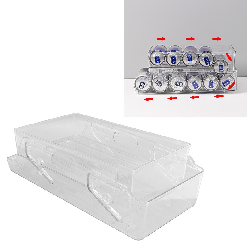 Automatic Rolling Beverage Soda Can Storage Organizer Double Layers Plastic