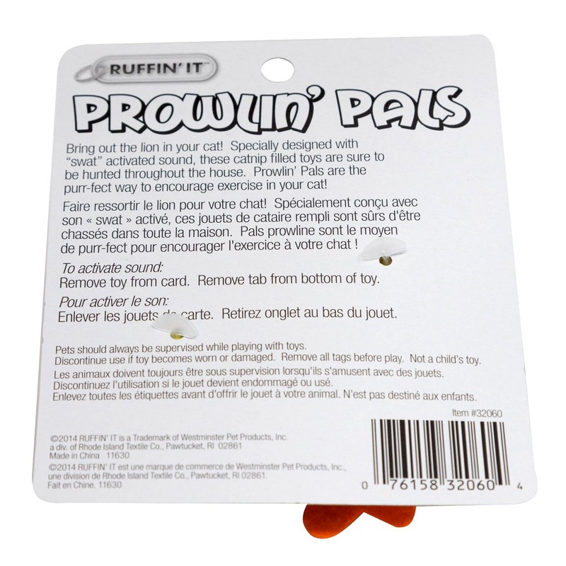 Ruffin It Prowlin' Pals Cat Toy w/Sound & Catnip