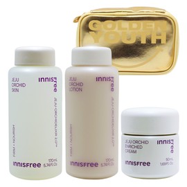 Innisfree 3 types of orchids (skin + lotion + cream) + GOLDEN YOUTH cosmetics pouch (gold) provided / 이니스프리 한란 3종구성(스킨+로션+크림)+GOLDEN YOUTH 화장품 파우치(골드) 증정