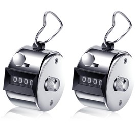 ALEEIK Hand Counter, 2 Pieces, Hand Counter, Mechanical Click Counter, Finger Counter, Metal Counter, Clicker, Counter, 4-Digit Counter for Golf Counting, Knitting