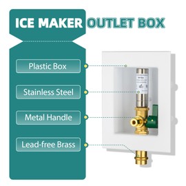 1-Pack Niikappu Ice Maker Outlet Box, 1/2 Inch Copper Press Inlet, Ice Maker Box with Installed 1/4-Turn Ball Valve, with Stainless Steel Hammer Arrestor(IM042)