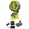 Techtronics Ryobi 18-Volt Personal Battery Powered Clip Fan Kit with